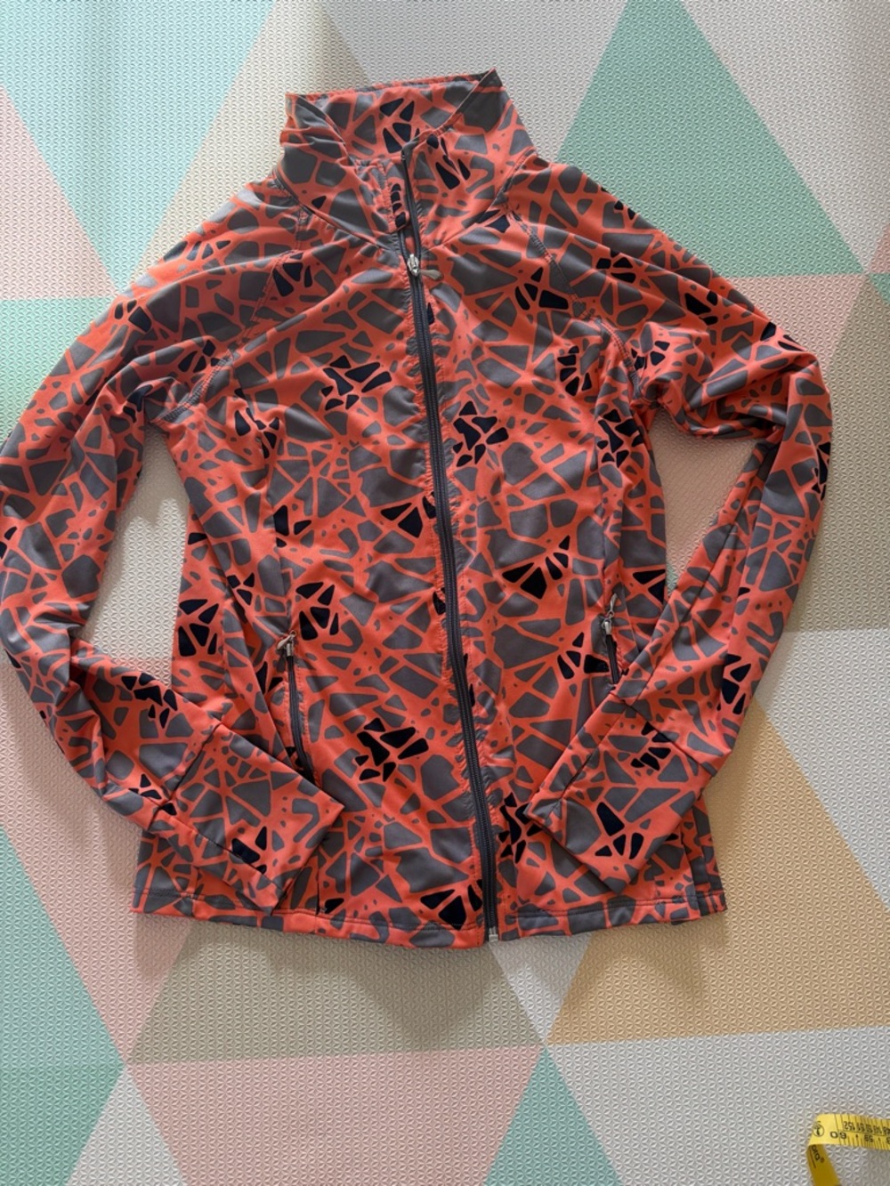EleVen by Venus Williams Orange and Gray Printed Zip-Up Jacket Size Medium - Picture 6 of 7